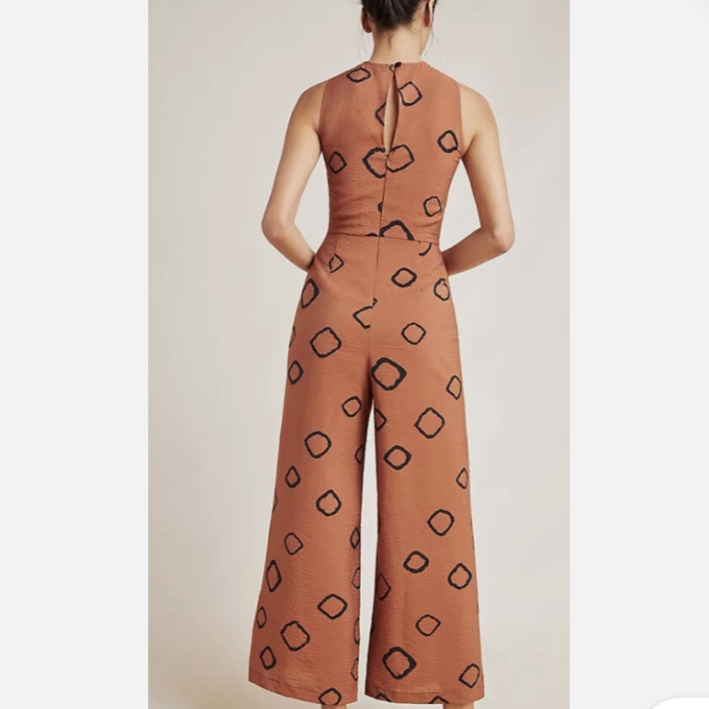 Anthropologie Eva Franco Wide Leg Halter Geometric Jumpsuit - Picture 2 of 7